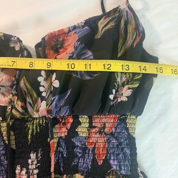 Patrons of Peace Women’s Floral Maxi‎ Dress Black Multicolor Smocked Waist XS - Picture 8 of 12